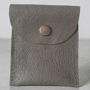 Coin Pouch: Handmade Small Upcycled Real Leather Pouches with a Press-Stud Flap Green