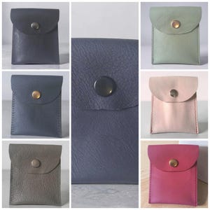 Coin Pouch: Handmade Small Upcycled Real Leather Pouches with a Press-Stud Flap image 2