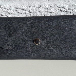 Women's Wallet Handmade from Upcycled Genuine Soft Grain Leather with Zip Pocket and Card Slots