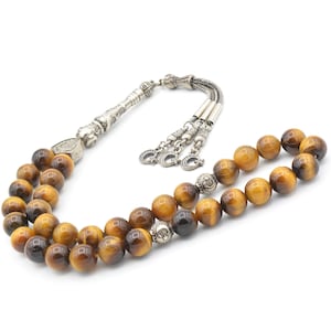 Tiger Eye 33 Prayer Beads, Tiger Eye 33 Beads Tasbih, Tiger Eye Prayer Beads, Tiger Eye Tasbeeh, Tiger Eye Stone Tasbih, Tiger Eye Rosary