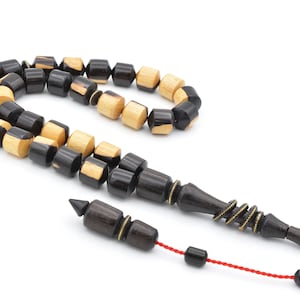 Natural Ebony Wood 33 Beads Islamic Prayer Beads, Ebony Tasbih, Misbaha, Ebony Tasbeeh, Ebony Rosary, Tesbih, Abanoz Tesbih, Rosary, Tasbih