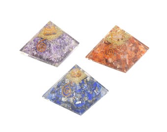 Amethyst Orgonite Pyramid, Agate Orgonite Pyramid, Lapis Lazuli Orgonite Pyramid, Amethyst, Agate, Lapis Lazuli, Orgonite Pyramid, Orgonite
