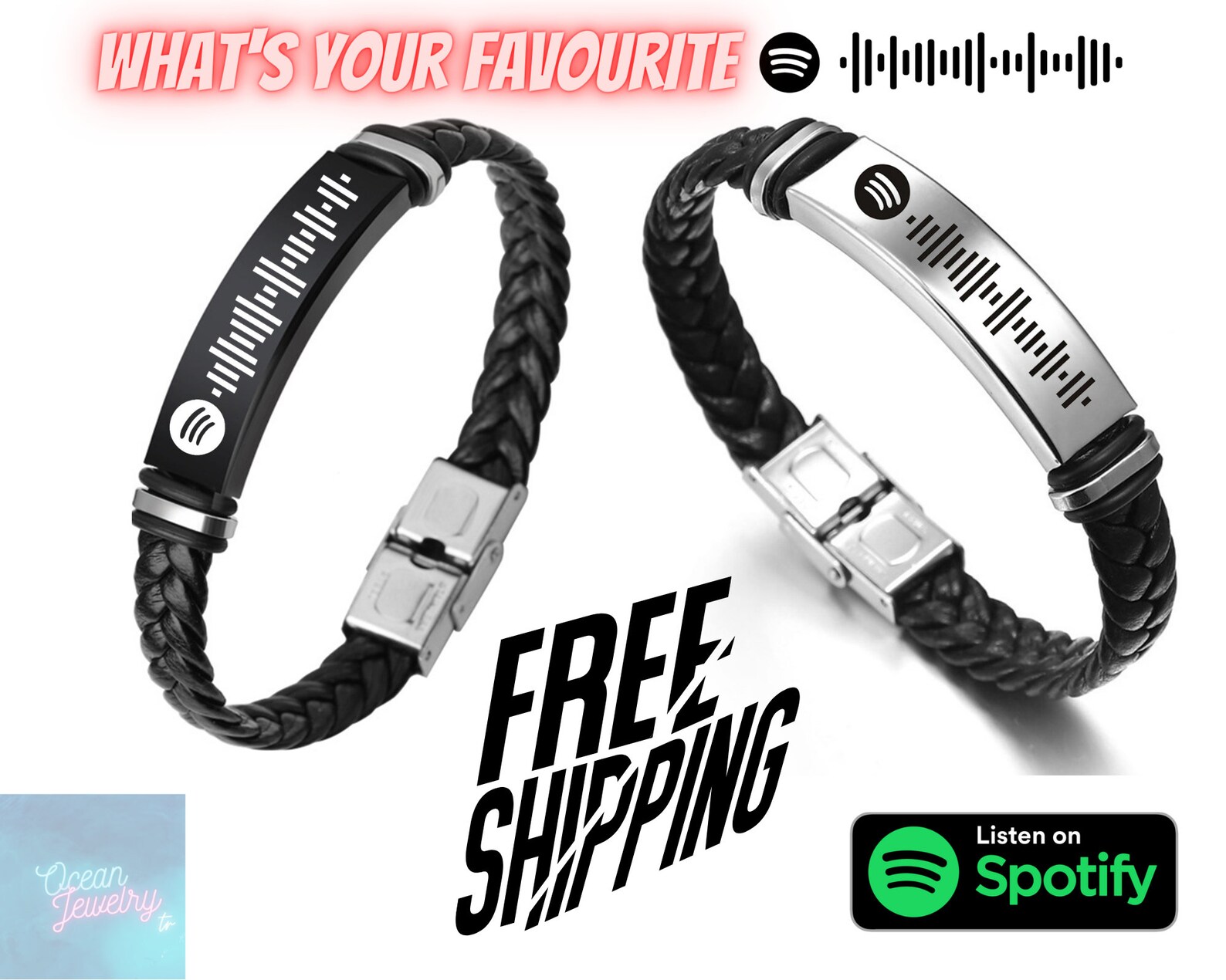 Bracelet Personalized Spotify Gift Custom Bangle Steel Etsy