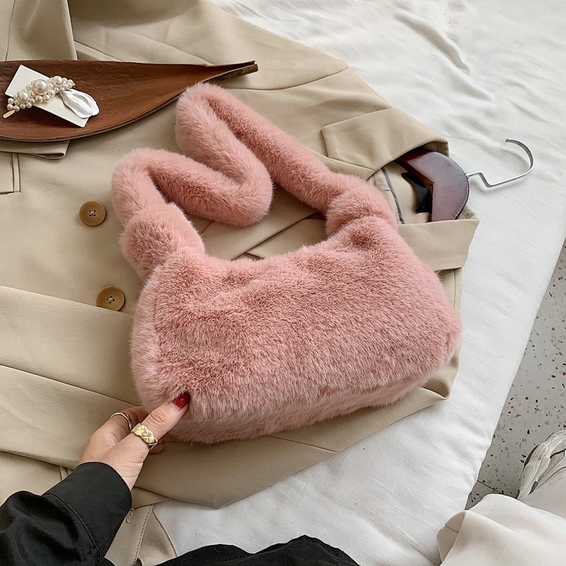 Fashion Fluffy Shoulder Bags for Women 2020 Solid Color Autumn Etsy