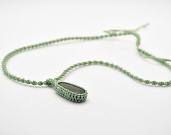 Found stone from Switzerland | Handcrafted: collected and processed by myself | Macrame pendant and necklace