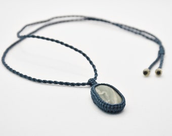 Found stone from Switzerland | Handcrafted: collected and processed by myself | with macrame bordered on a cord chain