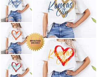 Kansas City PNG Digital Download Sublimation Digital Design Decal T-shirt Football Tumbler Sport Teams Baseball Soccer Hockey Heart