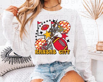 Kansas City Football Retro Helmets PNG, T-Shirt Design (Digital Download)