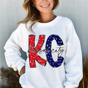 KC PNG Instant Download Sublimation Digital Design Decal T-shirt Football Baseball Tumbler Kansas City Doodle Leopard Red Blue 4th Of July