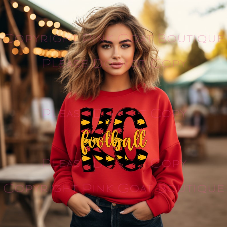 KC Football PNG Waterslide Instant Download Sublimation Digital Design Decal T-shirt Football Tumbler Chiefs Arrowheads Kansas City image 1