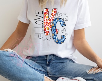 I Love KC PNG Waterslide Instant Download Sublimation Digital Design Decal T-shirt Football Baseball Tumbler Chiefs Cheetah Kansas City