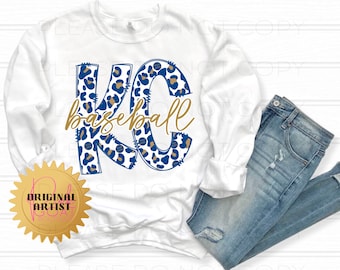 KC Baseball PNG Image Instant Download Sublimation Digital Design Decal T-shirt Baseball Tumbler Kansas City Team Leopard DTF Doodle