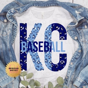 Calcomanía para camiseta con diseño digital de sublimación PNG de béisbol de KC, descarga instantánea, vaso dorado real, leopardo de Kansas City