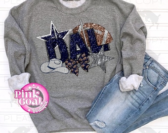 Dallas Football PNG Download Sublimation Digital Design T-shirt Tumbler Texas Faux Hat Patch Sequin Sparkle DFT Design 2 Designs Included