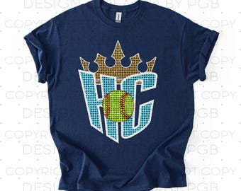 KC Kansas City PNG Digital Design T-shirt DTF Design Softball Rhinestones Crown