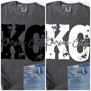 KC Kansas City Distressed PNG Instant Download Sublimation Digital Design Decal T-shirt Tumbler DTF Football Soccer Baseball Grunge Set of 2