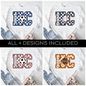 KC Football Baseball Soccer PNG Instant Download Sublimation Digital Design Decal T-shirt Tumbler Kansas City Sports Teams Checker DTF