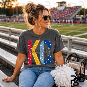 KC Leopard Print PNG, Kansas City Football Baseball Design (Digital Download)