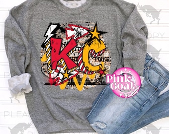 Kansas City Football PNG Instant Download Digital Design Decal T-shirt Football Tumbler Red Gold Kansas City Graffiti Original Design DTF