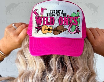 Wild Ones Faux Hat Patch PNG Instant Download Sublimation Digital Design Decal Western Cowgirl Trucker Hat Foam Hat Cactus Rodeo