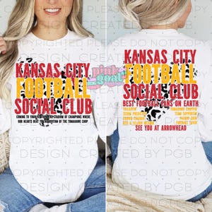 KC Football Social Club PNG Instant Download Sublimation Digital Design T-shirt Football DTF Schedule Kansas City Football Season Grunge