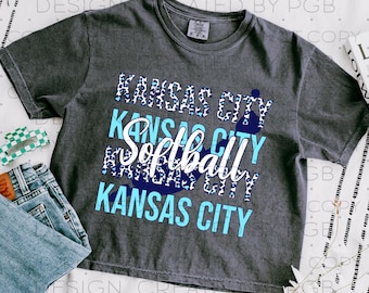KC Kansas City PNG Digital Design T-shirt DTF Design Softball Player Leopard