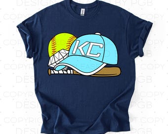 KC Kansas City PNG Digital Design T-shirt DTF Design Softball Hat Ball Bat
