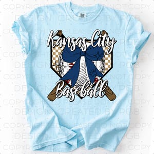 Imagen PNG de béisbol de Kansas City, descarga instantánea, diseño digital por sublimación, camiseta DTF, vaso de béisbol, corona del día del juego, lazo real KC, coqueta