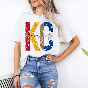 KC Leopard PNG Instant Download Sublimation Digital Design Decal T-shirt Tumbler Royal Red Gold Kansas City Baseball Football