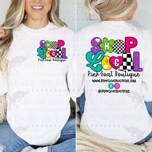 Custom Shop Petite entreprise locale PNG Téléchargement instantané Sublimation Design numérique Tshirt ras du cou Design DFT Propriétaire de petite entreprise Marketing