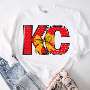Kansas City KC Football PNG Instant Download Digital Design T-shirt Football  Red Gold Kansas City Tufted Bow Coquette DTF Design
