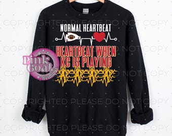 Kansas City Football Heartbeat PNG Instant Download Sublimation DFT T-shirt Football  Kansas City Red Gold Football Fan Championship Team