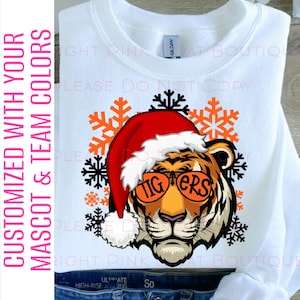 Christmas Mascot PNG Image Instant Download Sublimation Digital Design Tshirt High School Choose Your Colors Snowflakes Holiday Spirit Wear