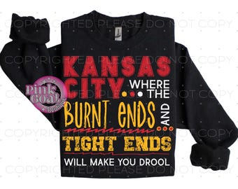 Kansas City Burnt Ends Tight Ends PNG Instant Download Sublimation Digital Design Decal T-shirt Tumbler Red Gold Football DTF BBQ