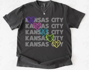 KC Heart PNG, Kansas City Sports Design (Digital Download)