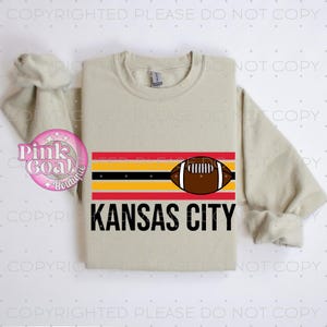 Kansas City Retro Football PNG Instant Download Sublimation Digital Design Decal T-shirt Football Stripes Kansas City Retro