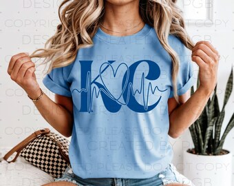 Imagen PNG de latido de corazón de KC, diseño de fútbol de Kansas City (descarga digital)