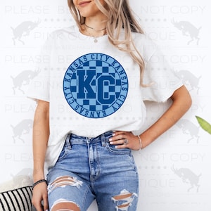 KC Kansas City PNG Instant Download Sublimation Digital Design T-shirt Tumbler Royal Gold Kansas City Baseball Fans Retro Checkered Circle