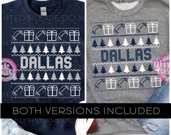 Dallas Ugly Sweater Football PNG Image Instant Download Sublimation Digital Design Decal T-shirt Football Christmas Holidays Texas 2 Designs