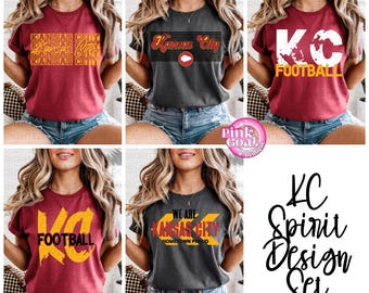 Kansas City Football PNG Image Instant Download Sublimation Digital Design DTF T-shirt Football KC Red Gold Vintage Retro Distressed Spirit
