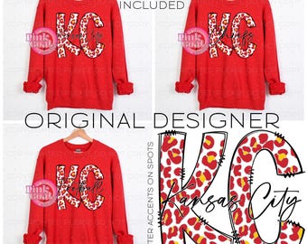 KC Fußball PNG Leopard Bild Sofortiger Download Sublimation Digitales Design DTF Aufkleber T-shirt Fußball Becher Doodle 3 Versionen enthalten