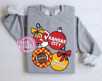 KC Christmas Ornaments Kansas City PNG Instant Download Sublimation Digital Design Decal T-shirt Tumbler Red Gold Kansas City Football DTF