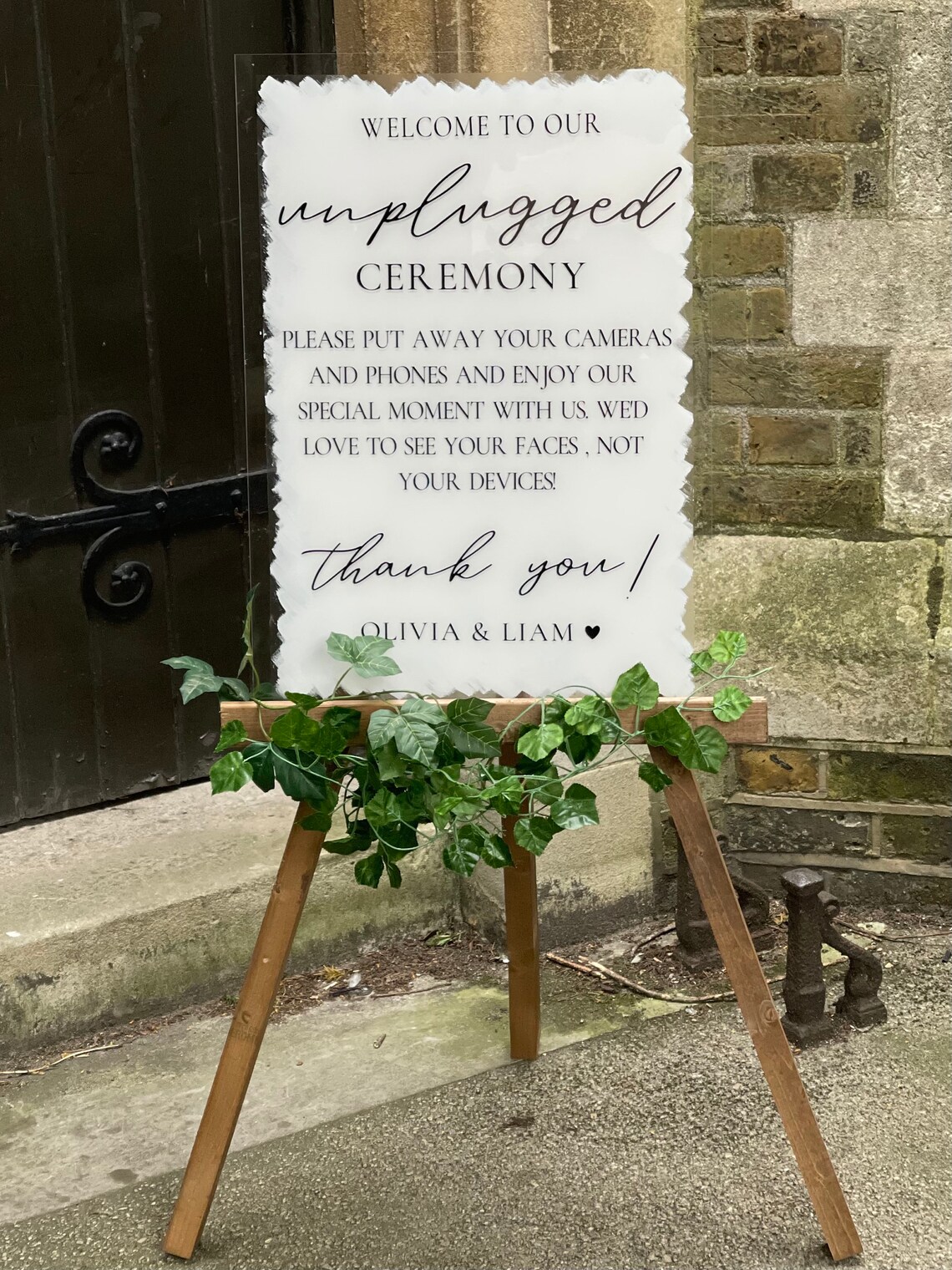 unplugged wedding sign acrylic