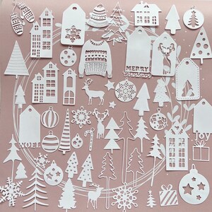 42 gestanzte Weihnachtselemente für Junk Journals, Karten, Scrapbooking und Papierhandwerk