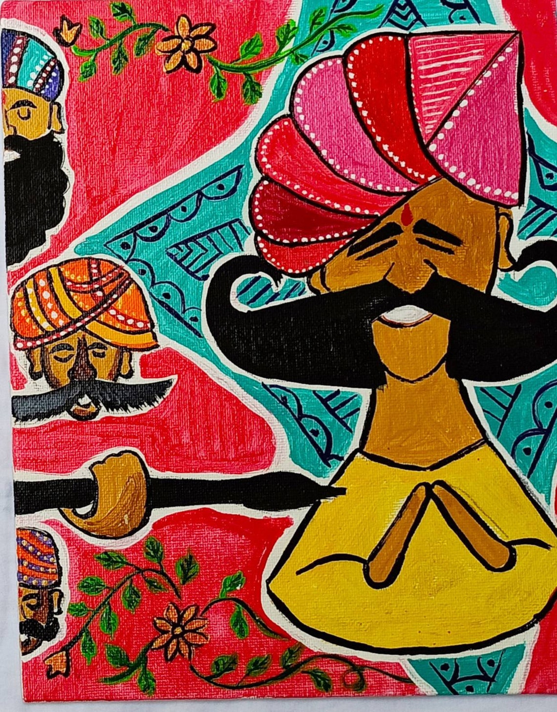 Indian Rajasthani Wall Hanging on Canvas Board With Acrylic Etsy