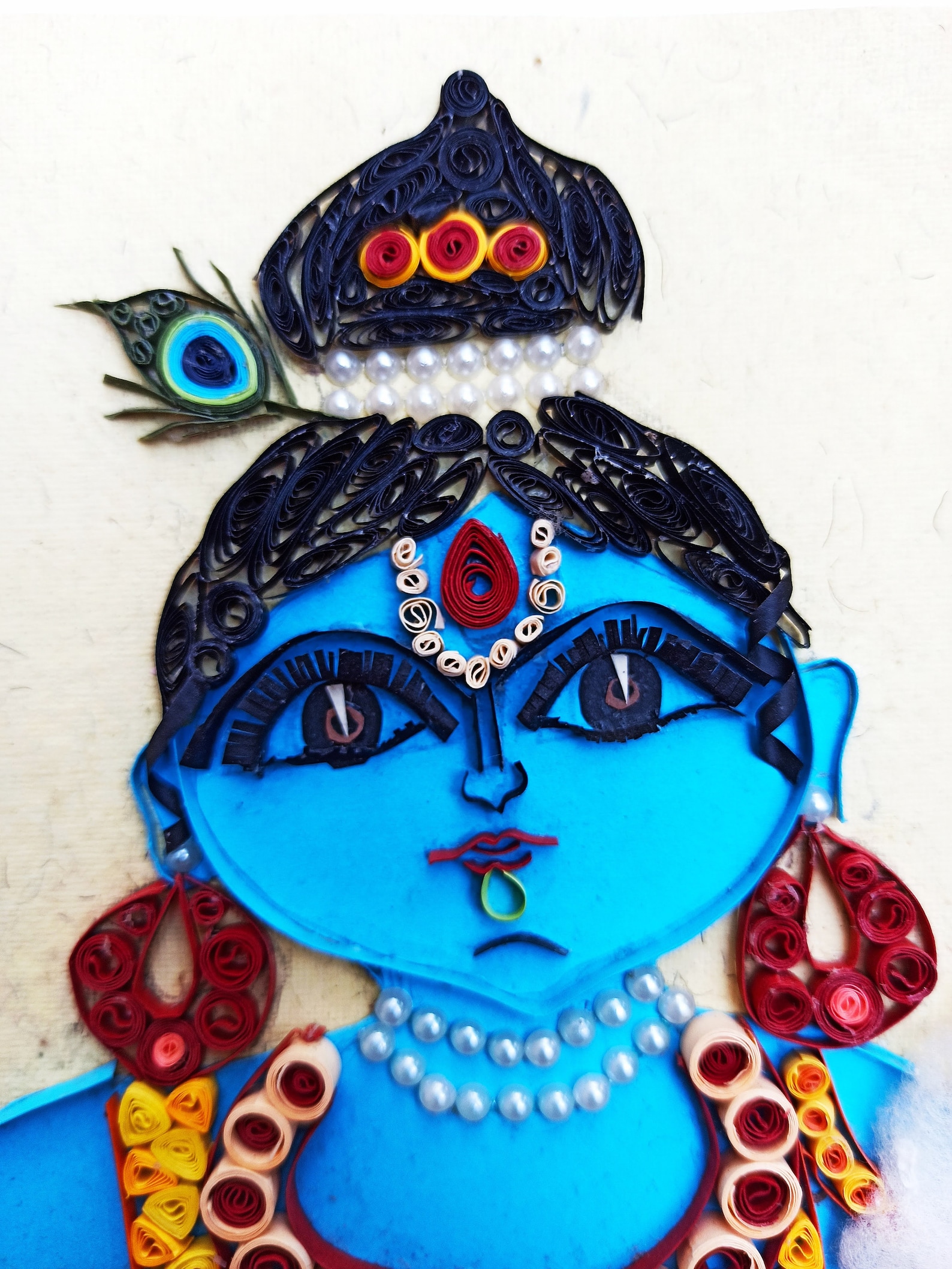 Indian Krishna Paper Quilling Wall Hanging for Home Décor and Wall