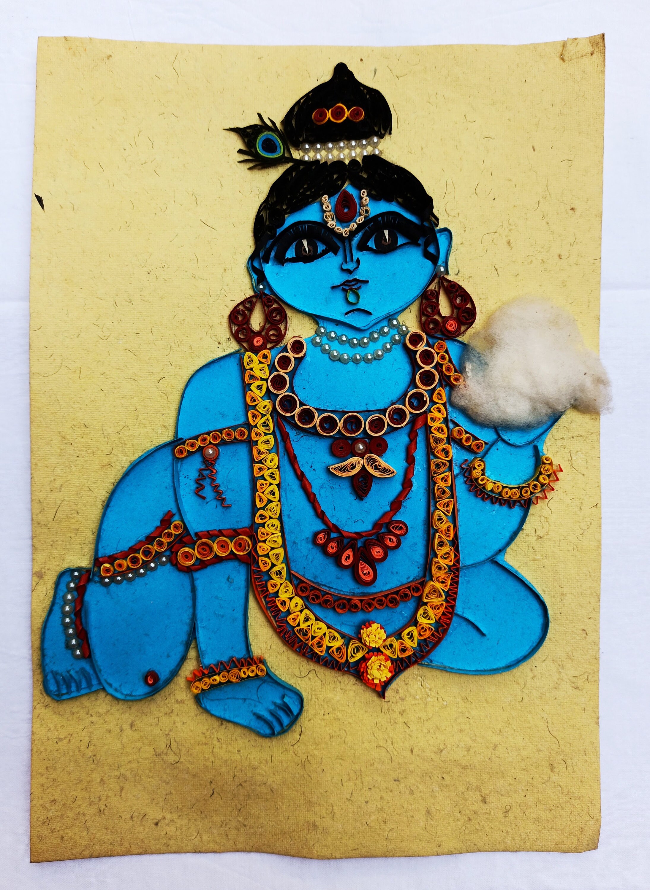 Indian Krishna Paper Quilling Wall Hanging for Home Décor and Wall