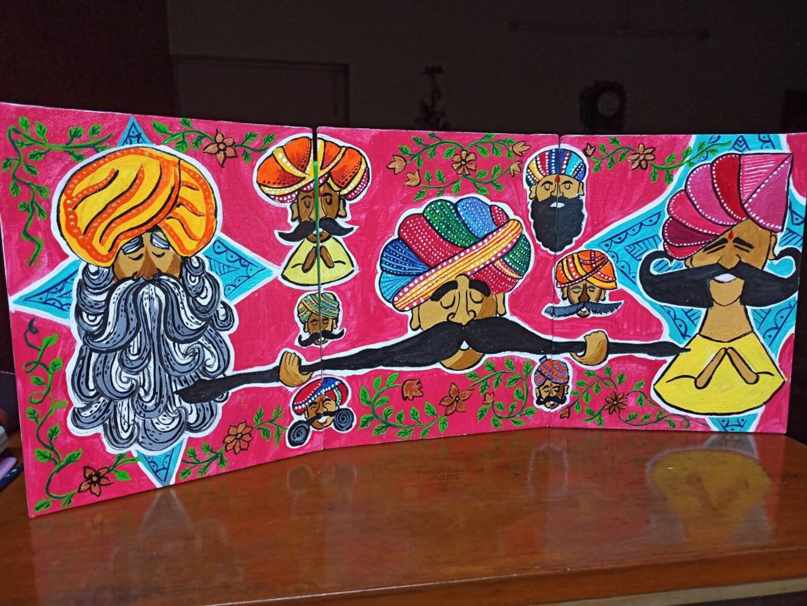 Indian Rajasthani Wall Hanging on Canvas Board With Acrylic Etsy