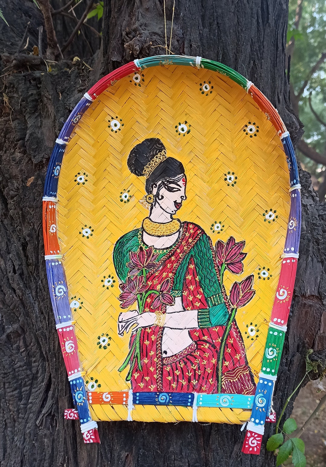 Indian Folk Traditional Wall Hanging on Bamboo Leaves Etsy