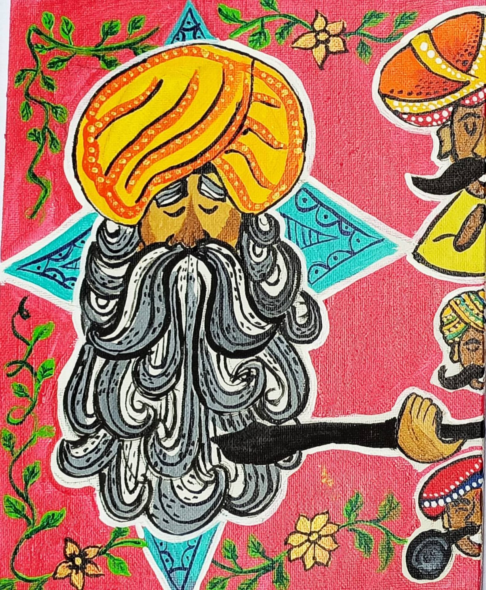 Indian Rajasthani Wall Hanging on Canvas Board With Acrylic Etsy